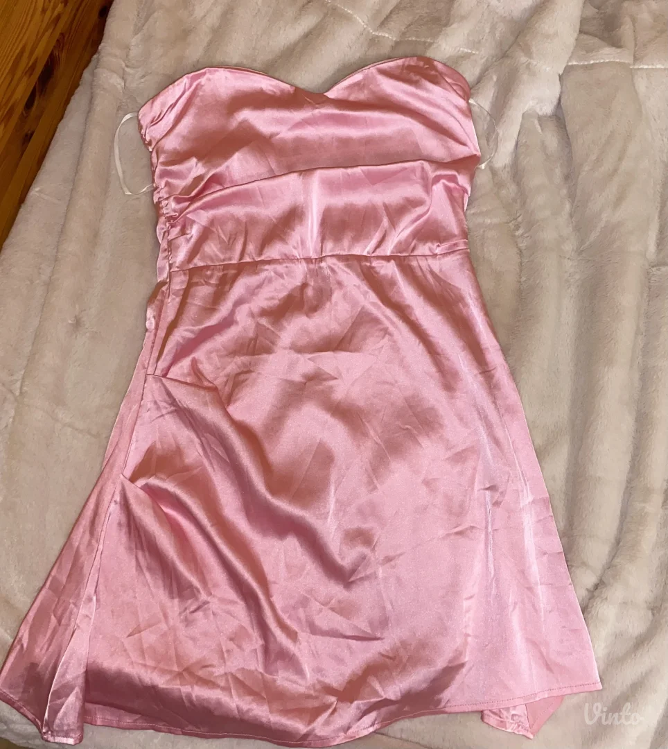 Svilena roze korset haljina