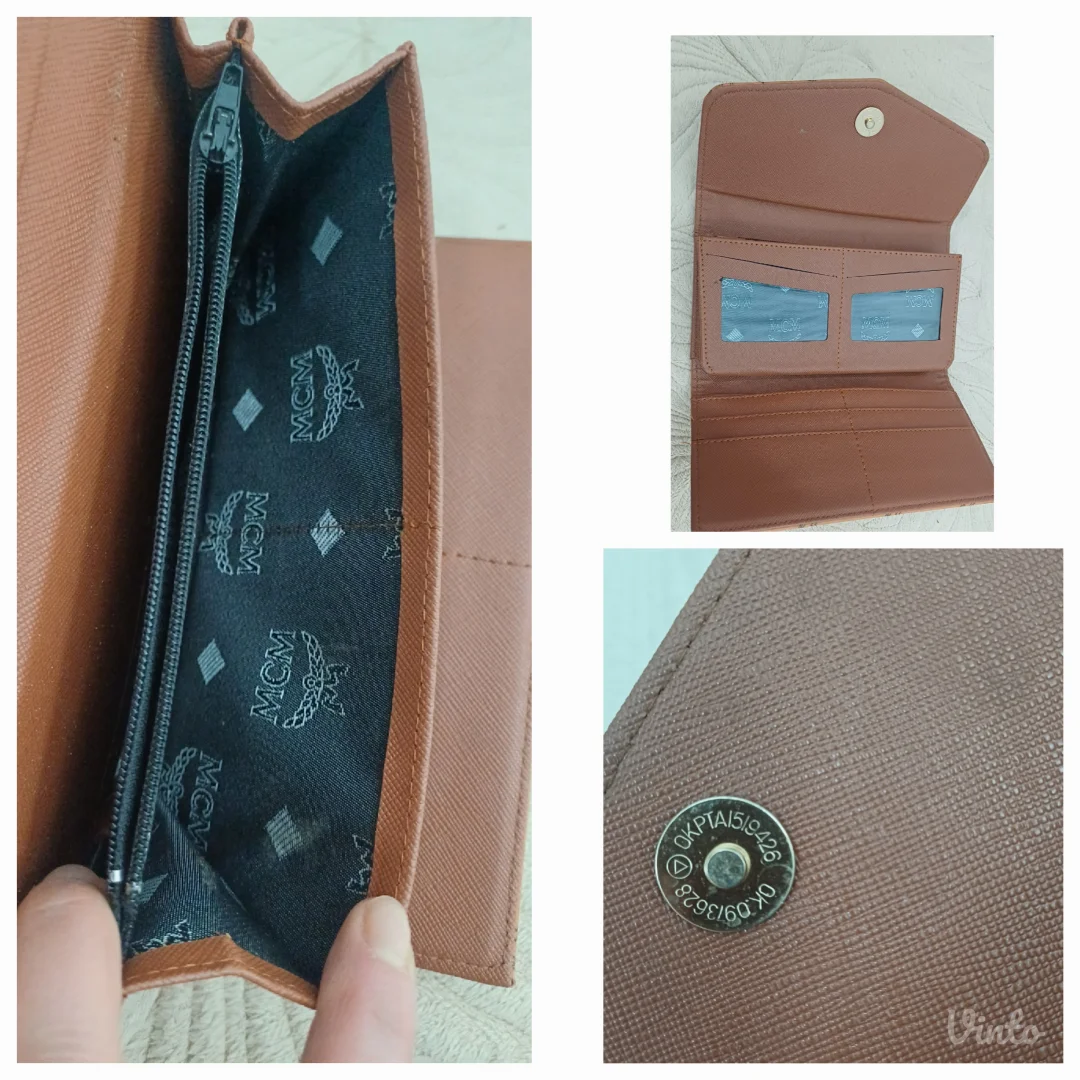Elegantni novčanik u MCM stilu u toploj konjak-braon boji