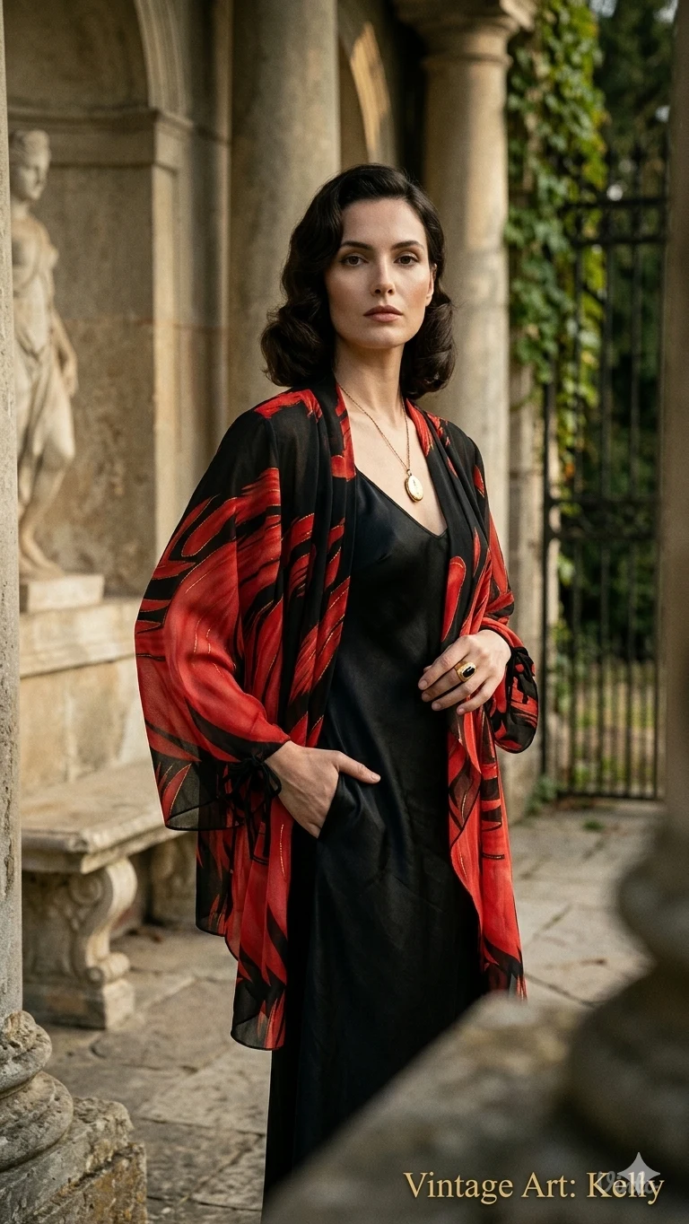 Lepršavi Vintage Kelly kimono/ kardigan - svila
