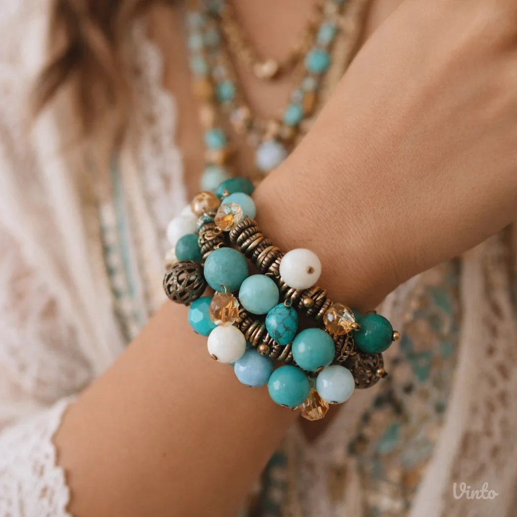 Statement narukvica u tirkizno–mint tonovima