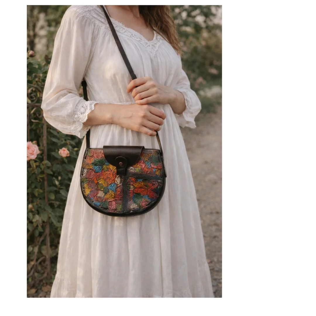 Vintage unikatna kožna torba- žig umetnika