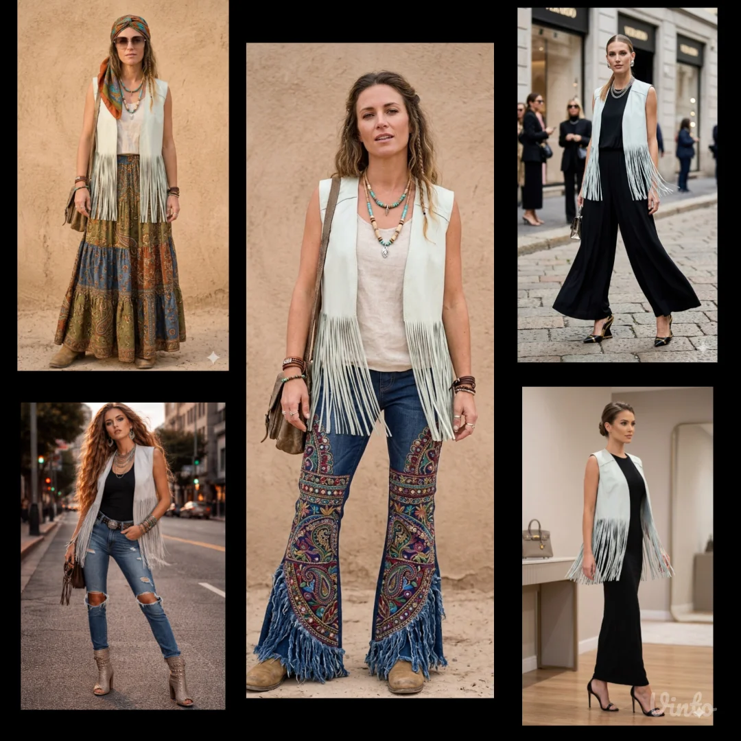 Imperial Italy KOŽNI prsluk sa resama- novo**