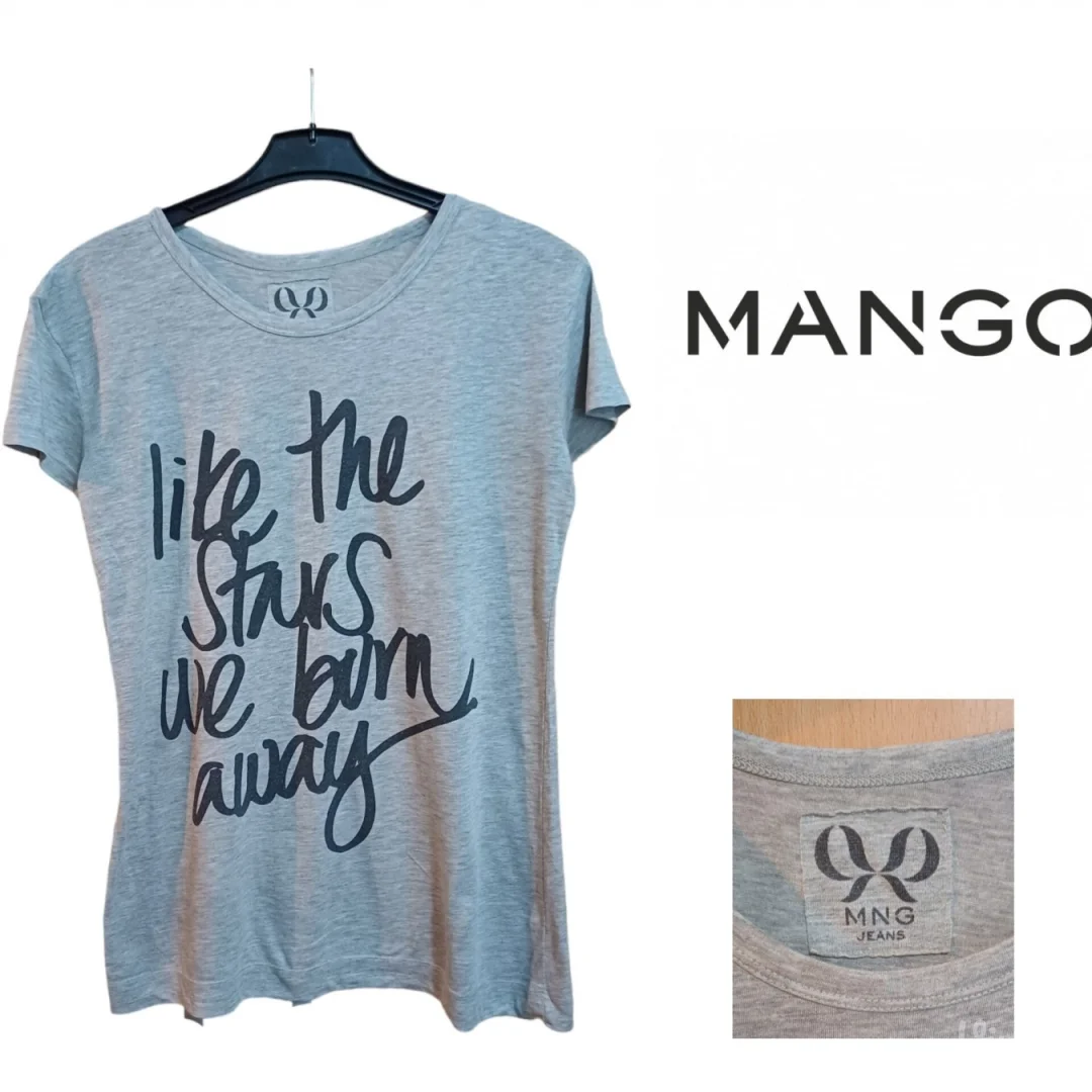 Siva Mango majica sa upečatljivim natpisom