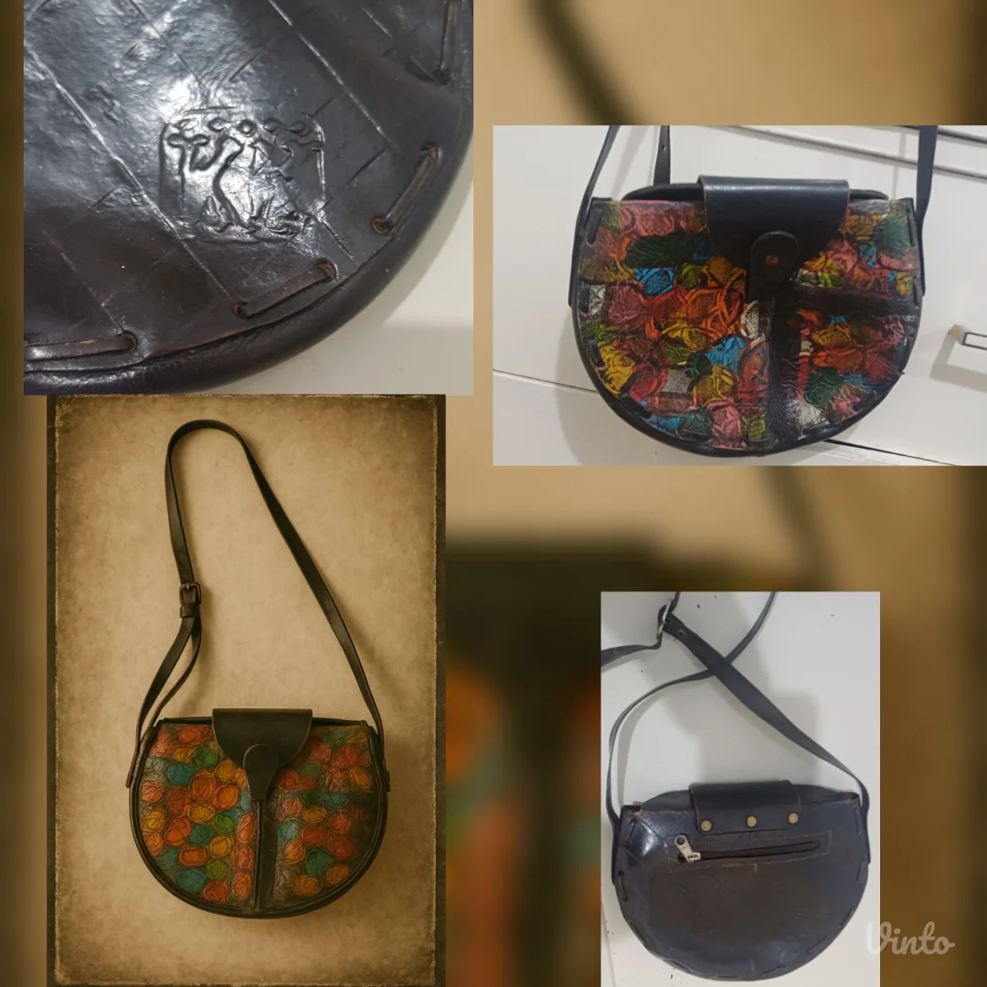 Vintage unikatna kožna torba- žig umetnika