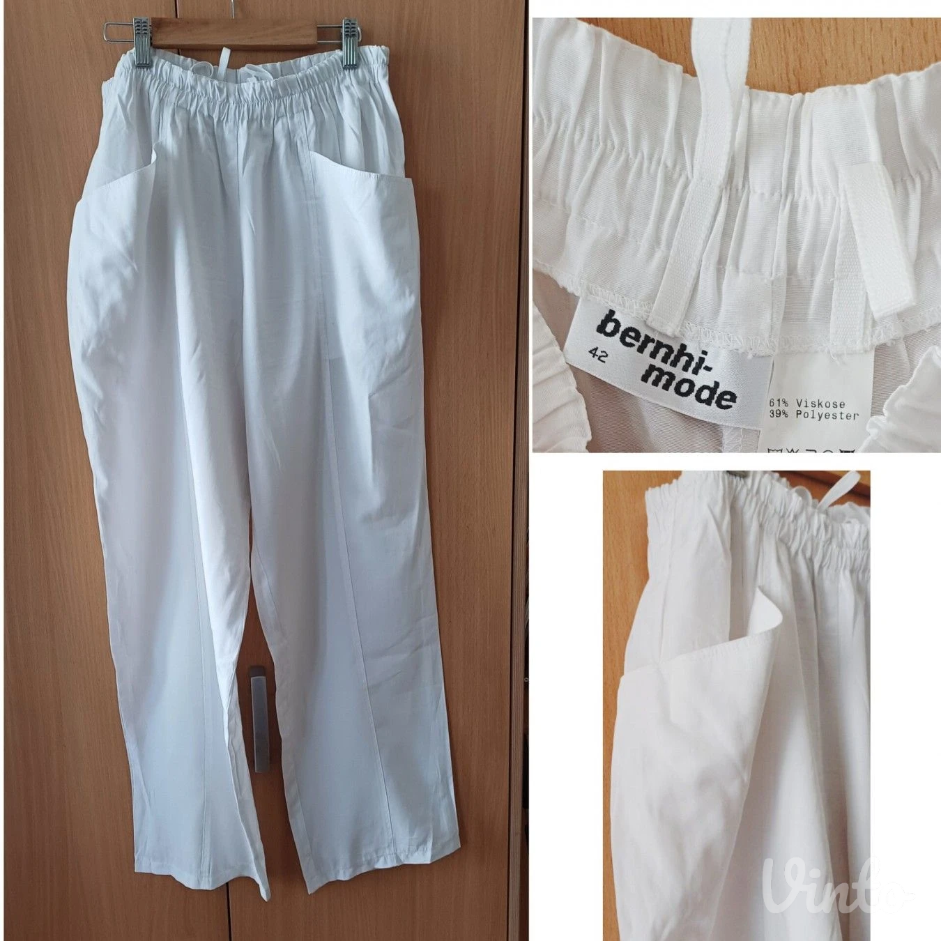 Bele Pantalone za plažu br.42- viskoza- nove**