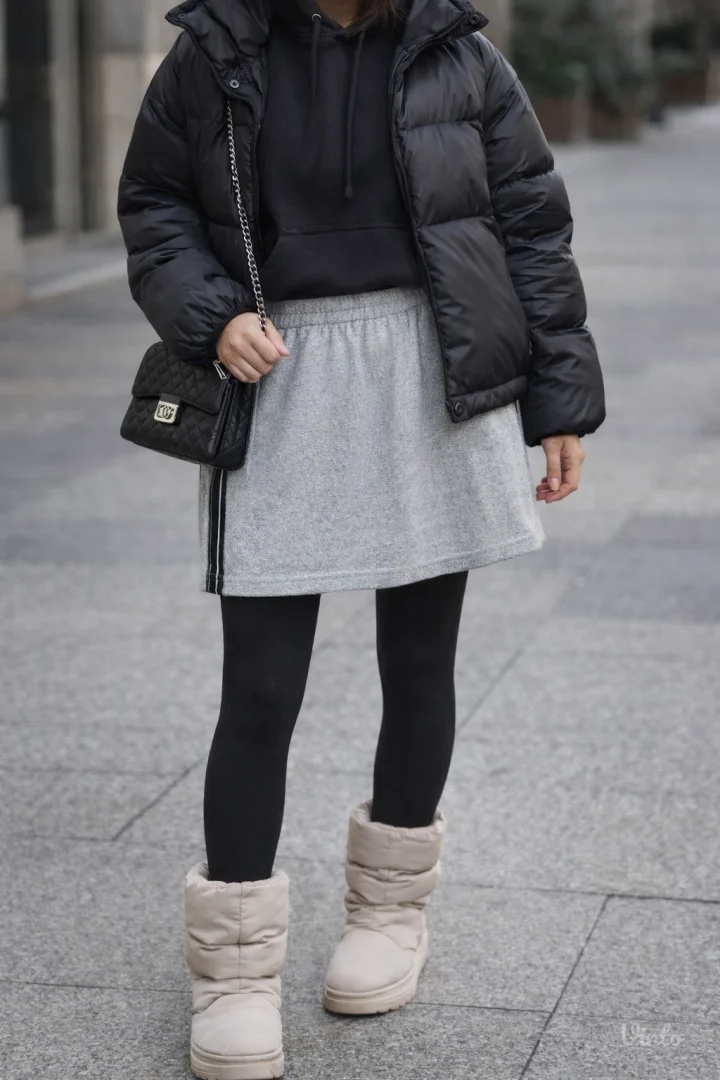 Sportsko-casual siva suknja sa elastičnim pojasom