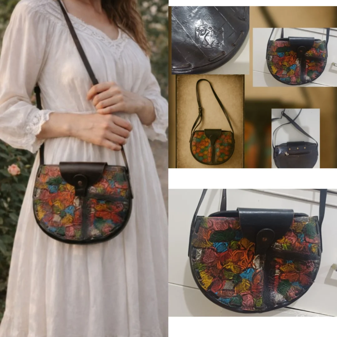 Vintage unikatna kožna torba- žig umetnika