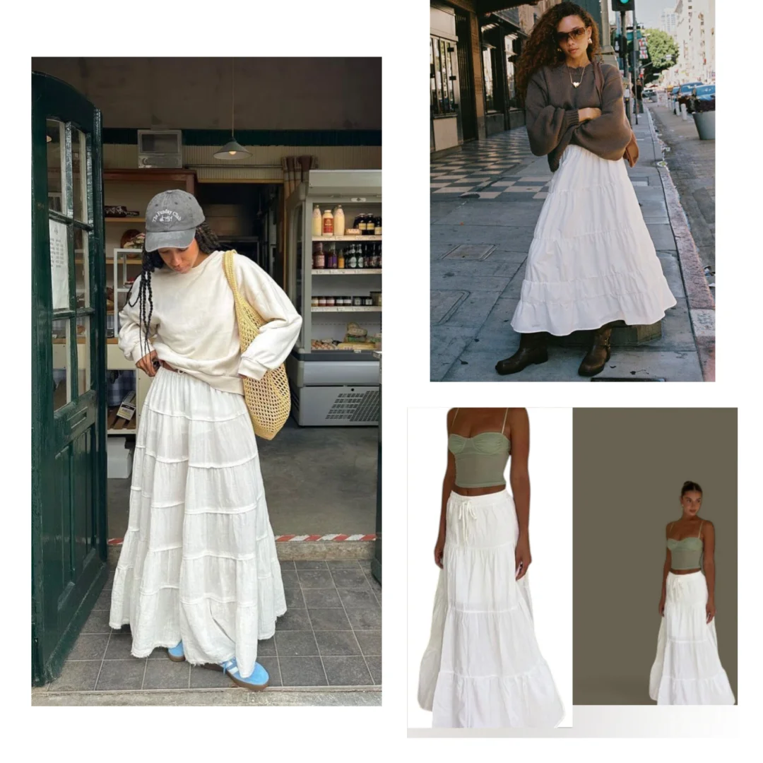 Boho duga bela suknja