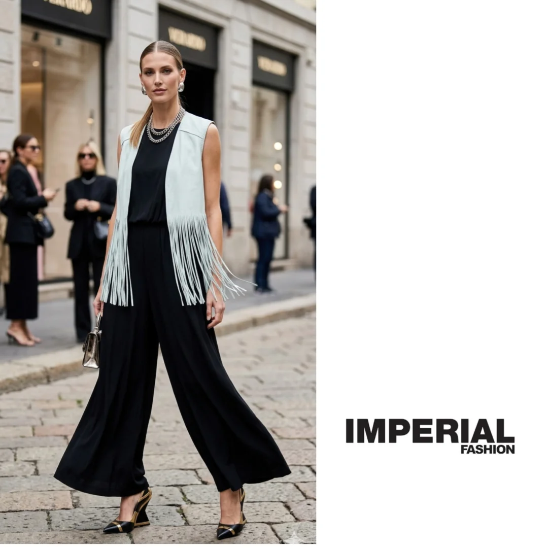 Imperial Italy KOŽNI prsluk sa resama- novo**