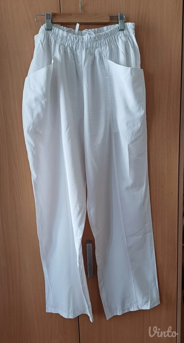 Bele Pantalone za plažu br.42- viskoza- nove**