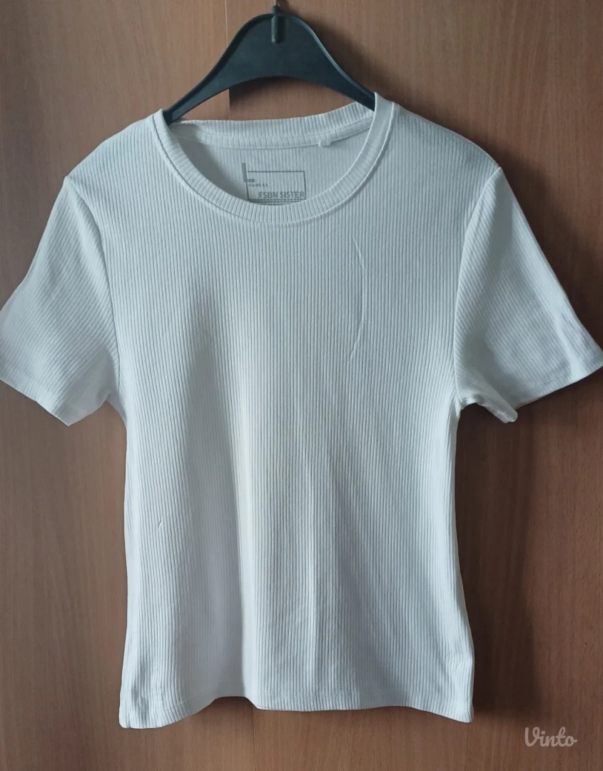 FSBN bela majica , rebrasti pamuk