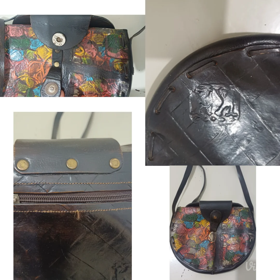 Vintage unikatna kožna torba- žig umetnika