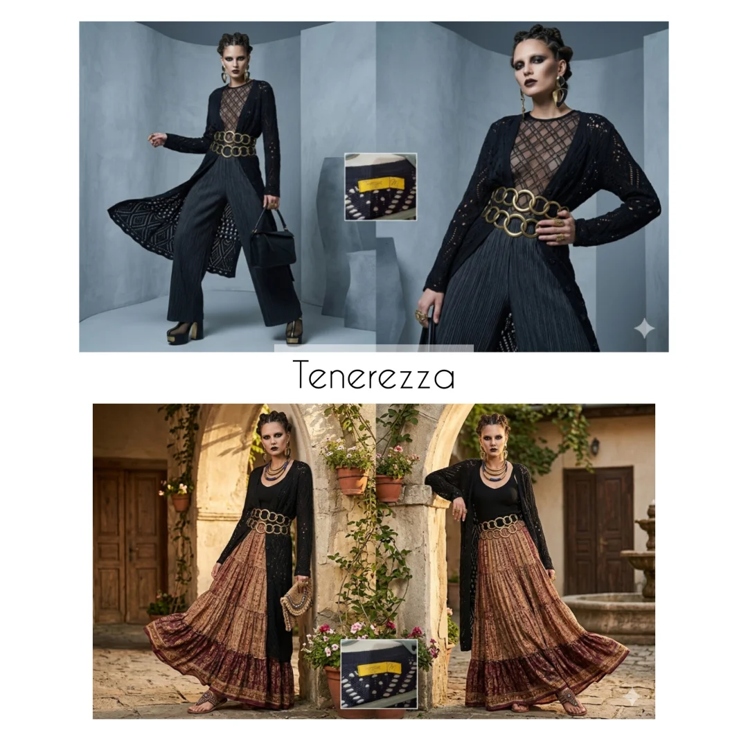 Tenerezza dugi crni končasti kardigan