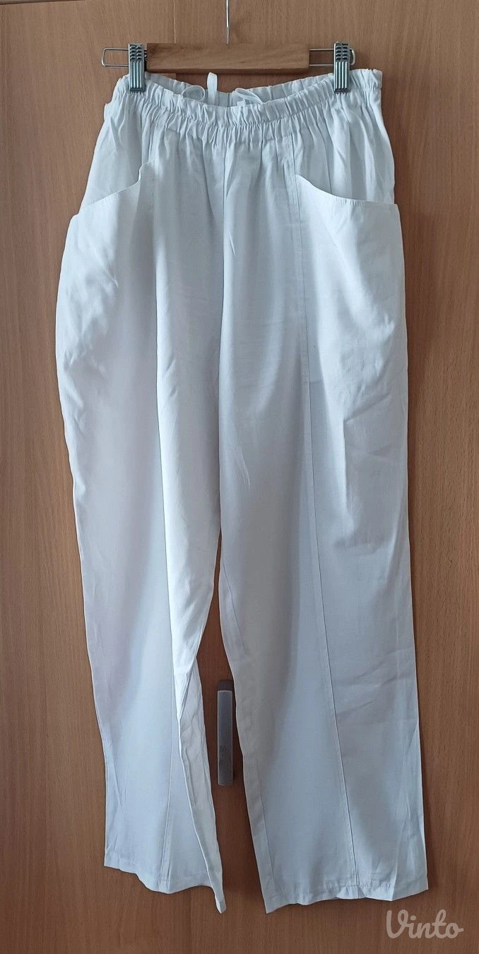 Bele Pantalone za plažu br.42- viskoza- nove**