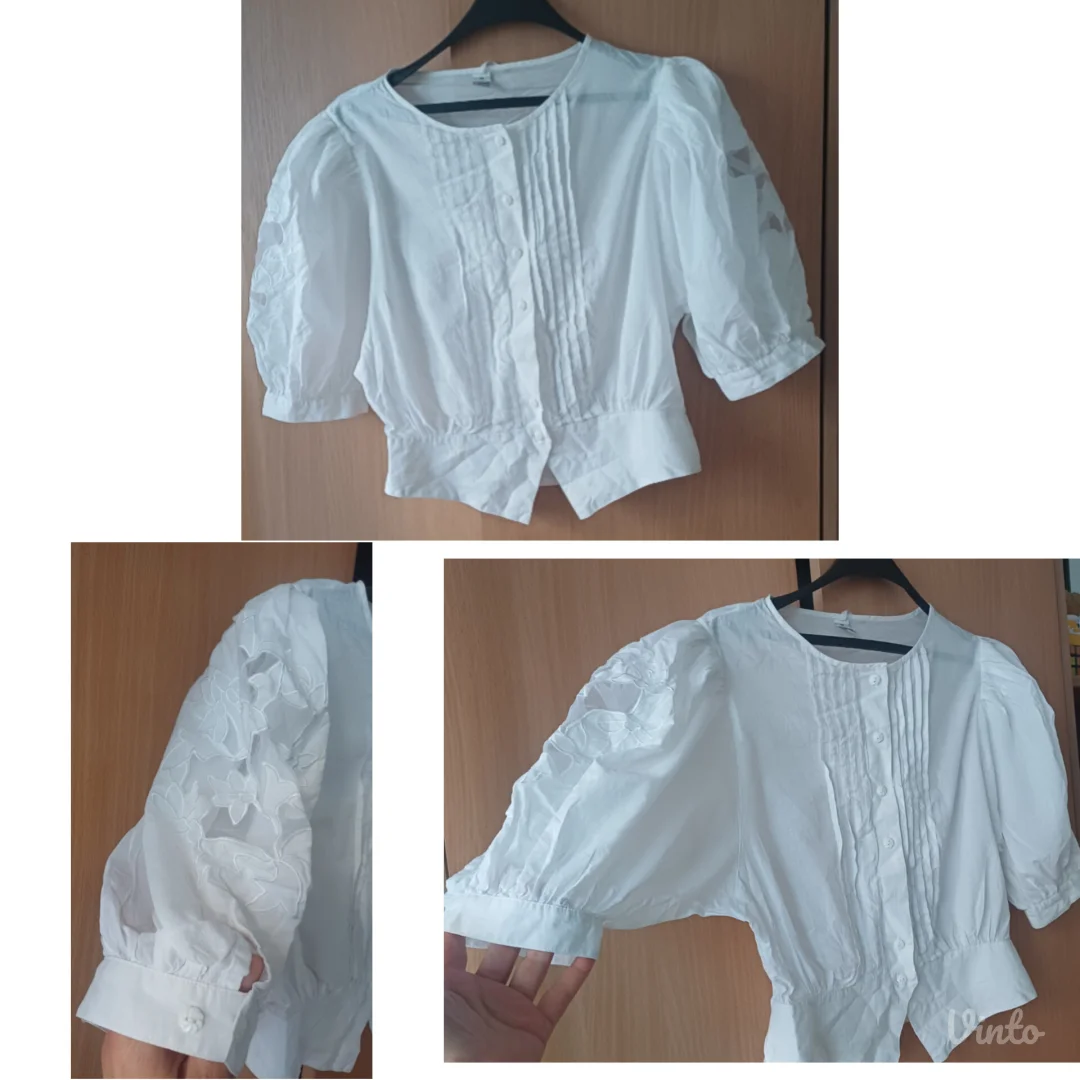 Vintage Romance: Snežnobela "Richelieu" bluza