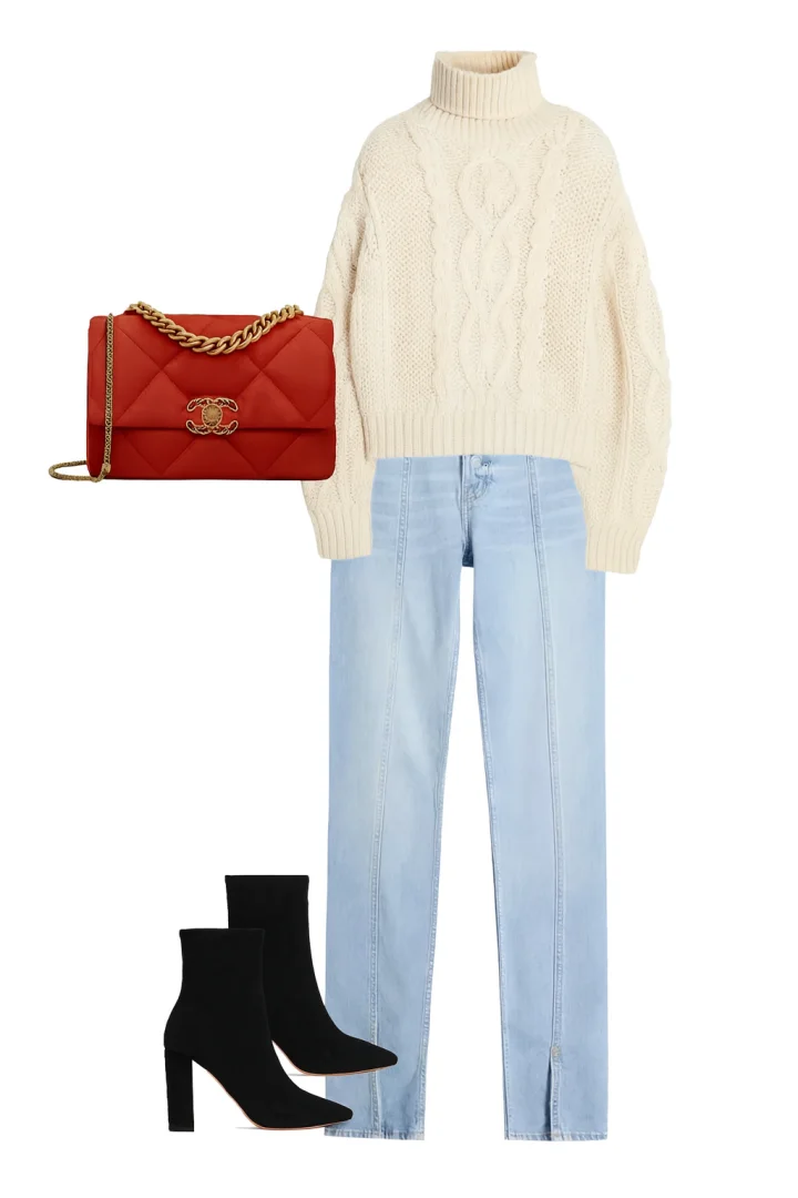 Bershka with front slit - Flared Jeans - light blue