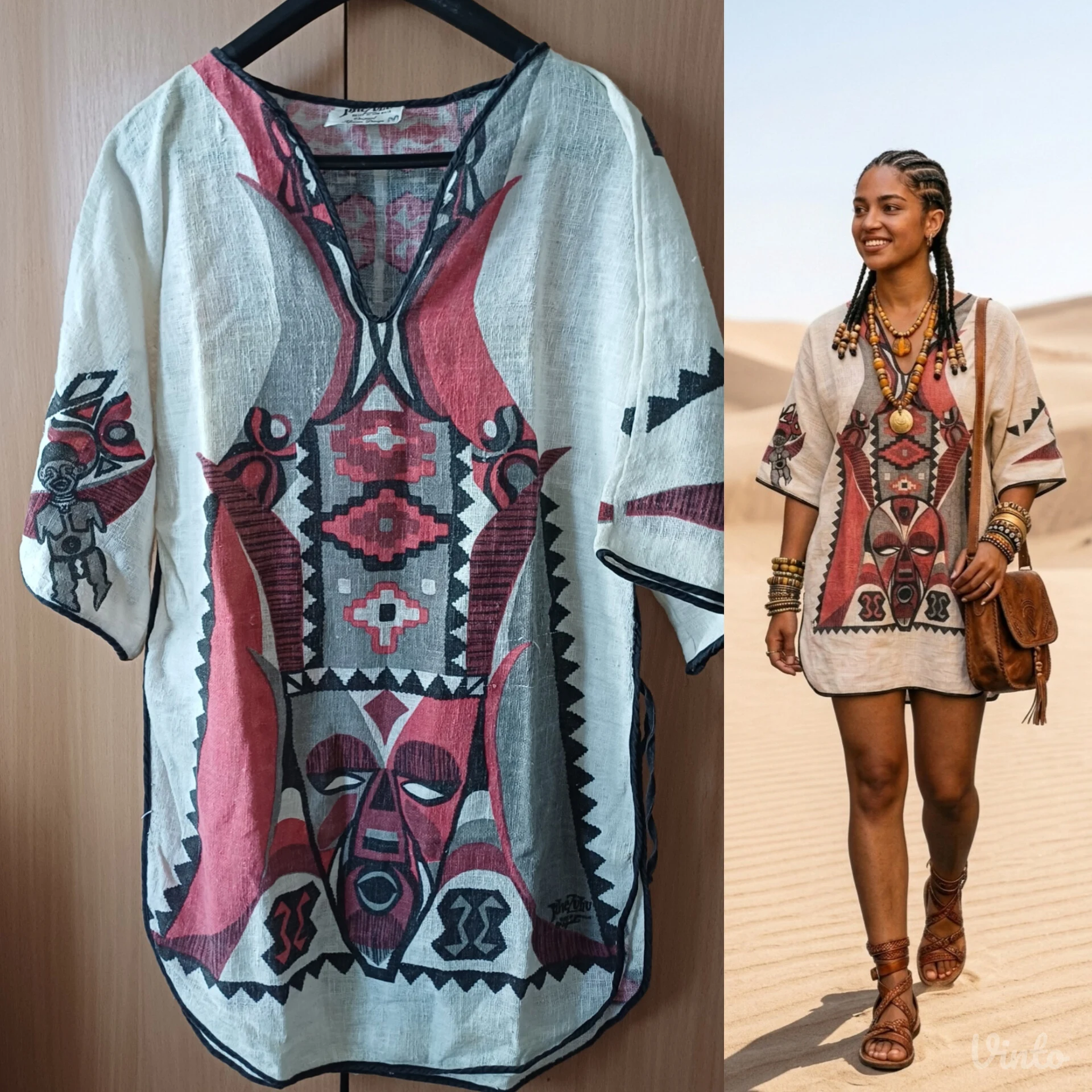 PHEZULU original AFRIČKA tunika - Sirovi pamuk - M,L