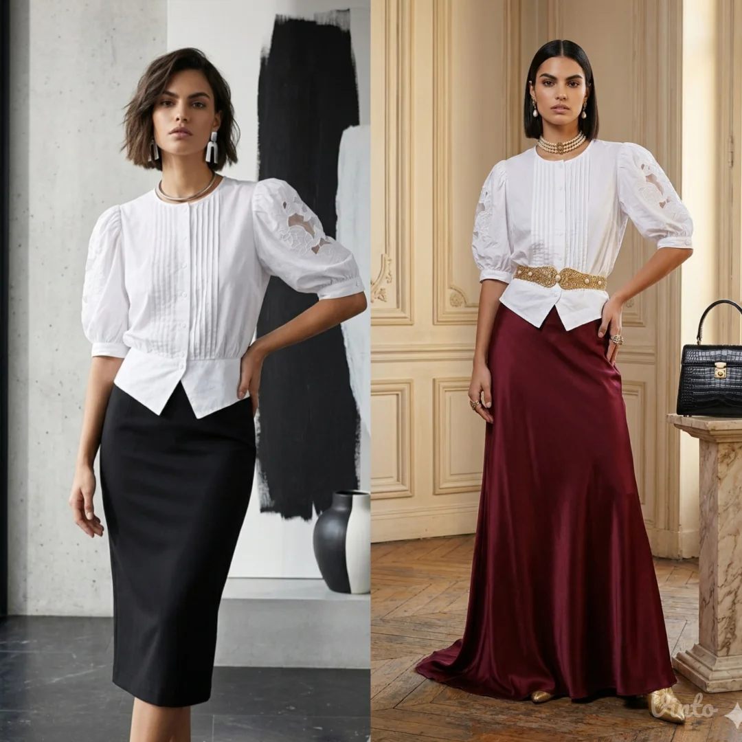 Vintage Romance: Snežnobela "Richelieu" bluza