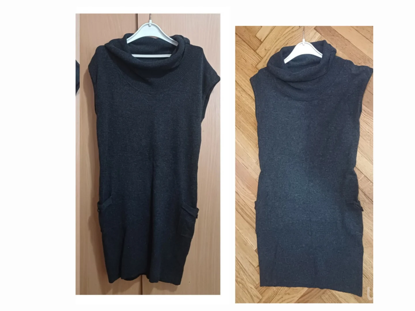 Vuna,kašmir haljina rolkragna- dzepovi