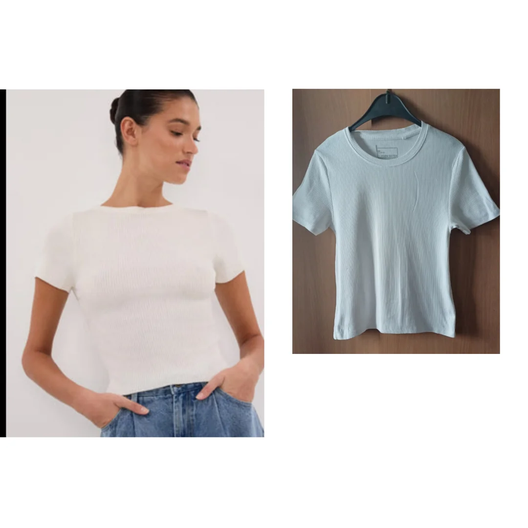 FSBN bela majica rebrasti pamuk