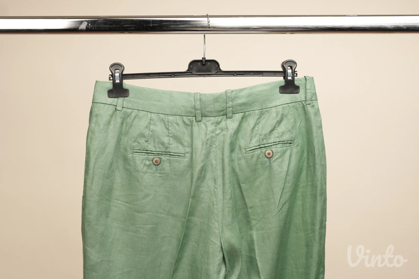 Armani Collezioni zelene lanene pantalone