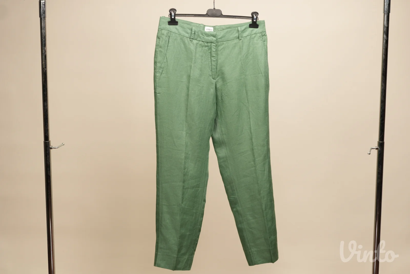 Armani Collezioni zelene lanene pantalone