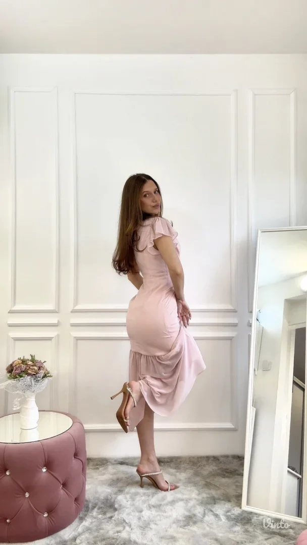 Fehaute - Roza elegantna midi haljina