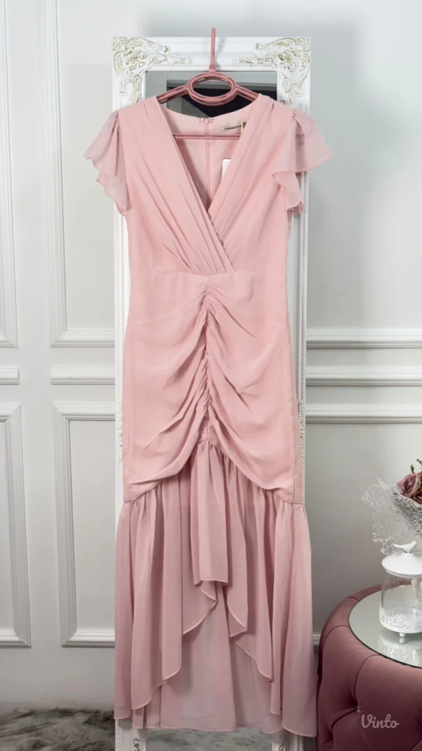 Fehaute - Roza elegantna midi haljina