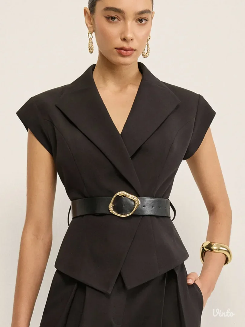 Commense - Crni vest sa kaišem