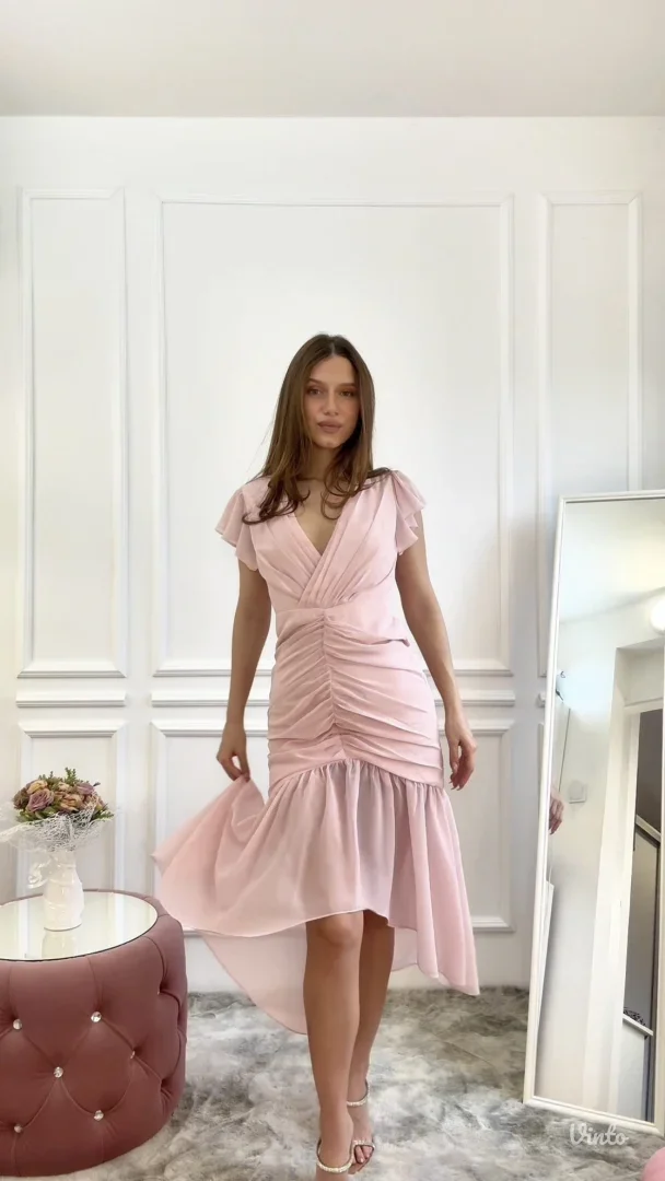 Fehaute - Roza elegantna midi haljina