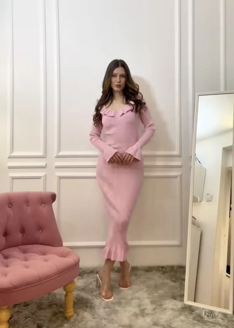 Rihoas - Roza džemper midi haljina