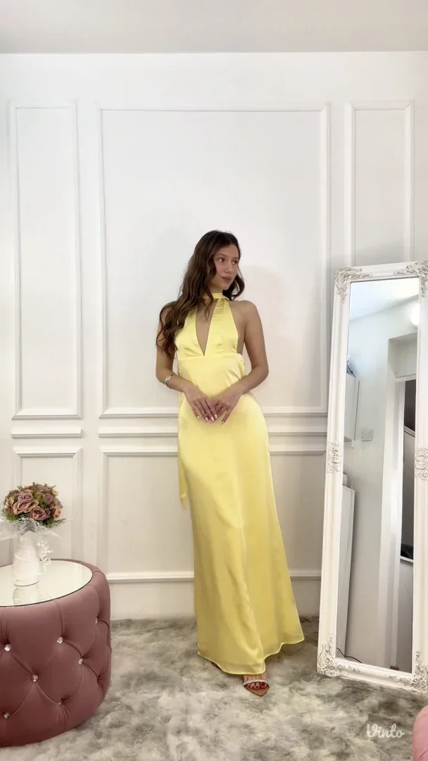 Peppermayo - Žuta satenska maxi haljina