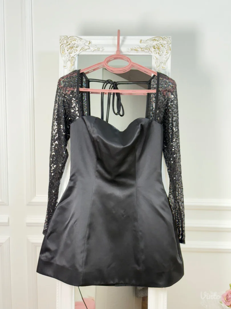 Wolddress - Crna satenska mini haljina