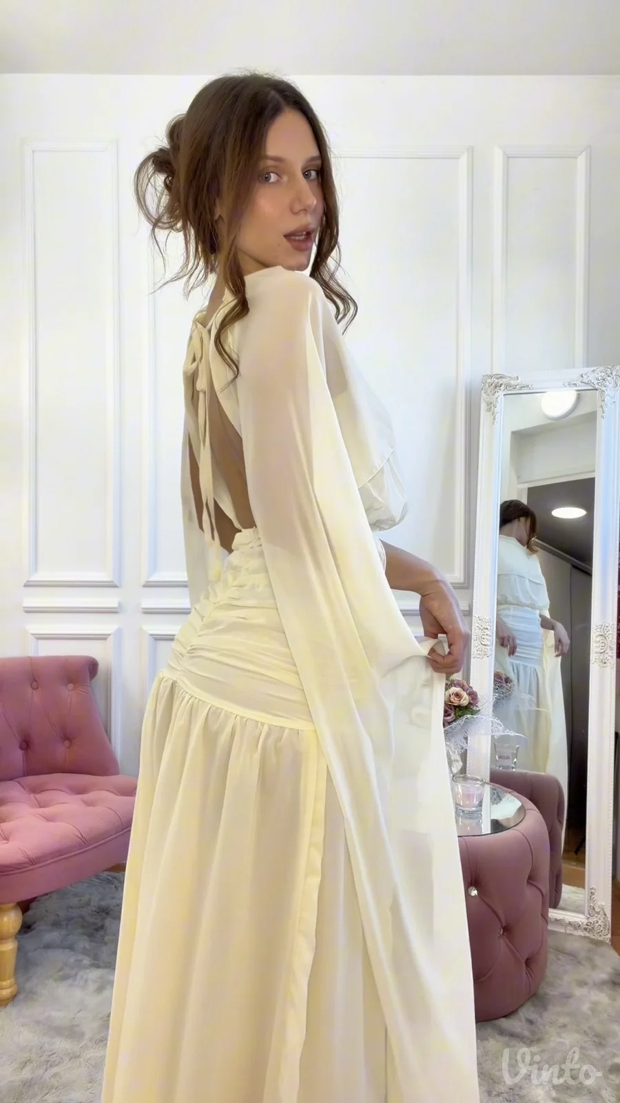 Shein - bež maxi haljina