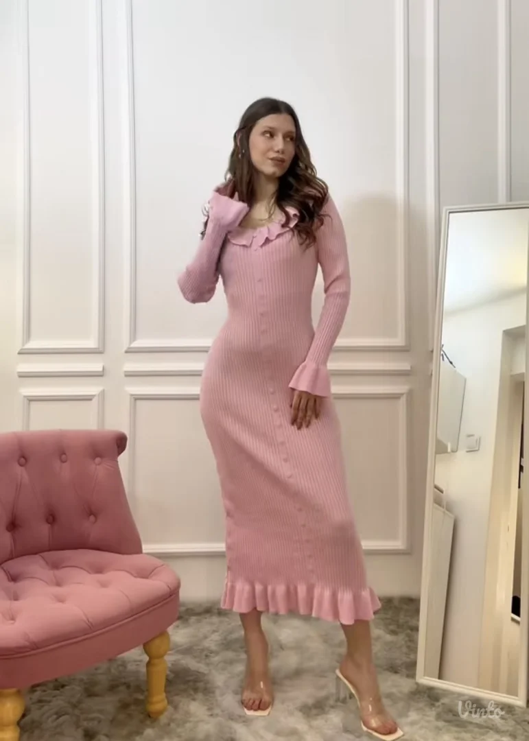 Rihoas - Roza džemper midi haljina