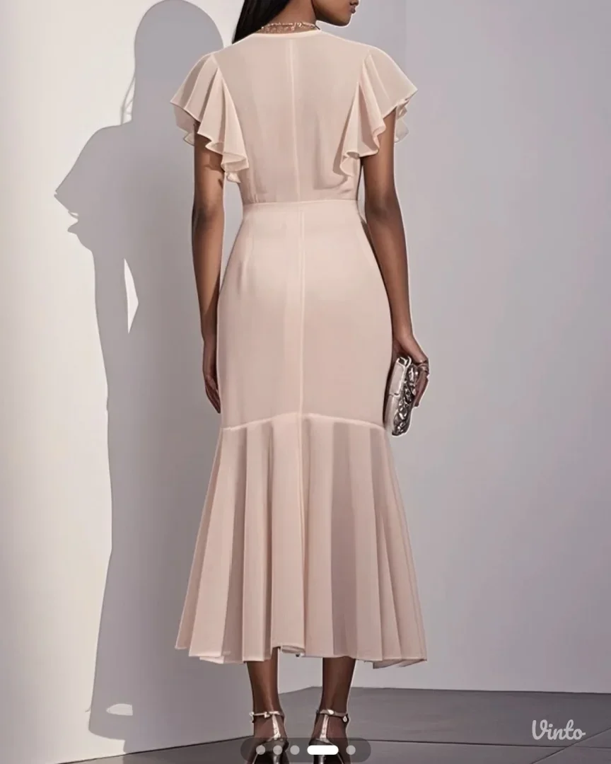 Fehaute - Roza elegantna midi haljina