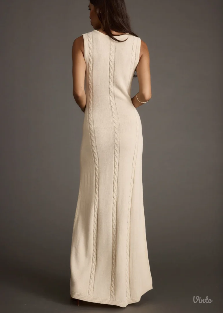 12tribe - Krem džemperasta maxi haljina
