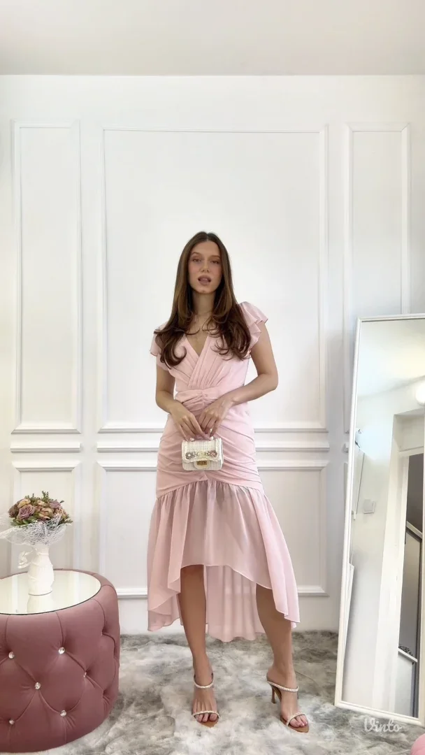 Fehaute - Roza elegantna midi haljina