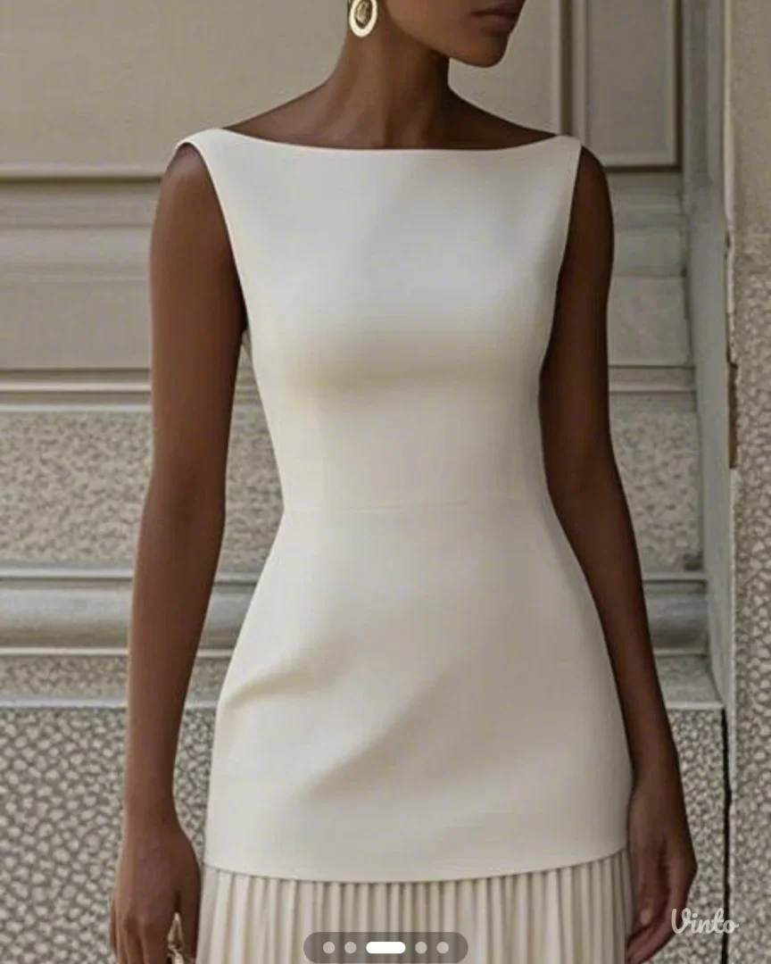 Fehaute - Krem elegantna maxi haljina