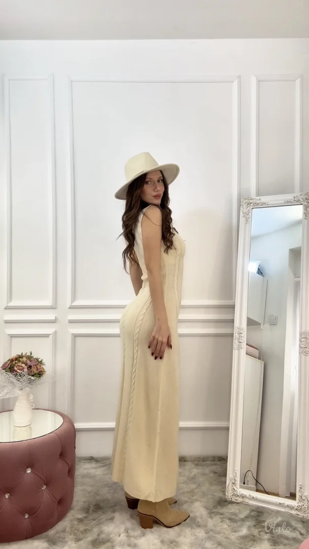 12tribe - Krem džemperasta maxi haljina