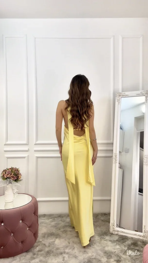 Peppermayo - Žuta satenska maxi haljina