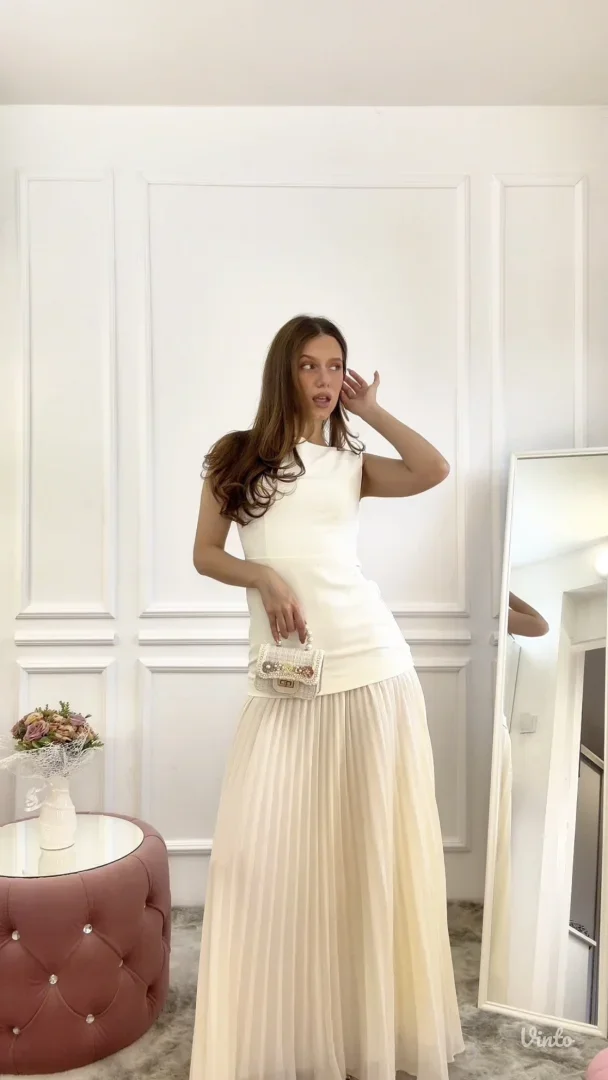 Fehaute - Krem elegantna maxi haljina