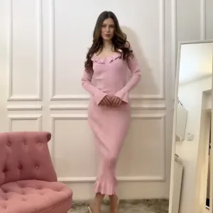 Rihoas - Roza džemper midi haljina