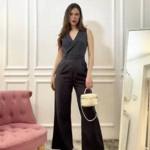 Retro Stage - Sivi kombinezon na pruge