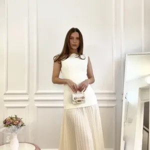 Fehaute - Krem elegantna maxi haljina