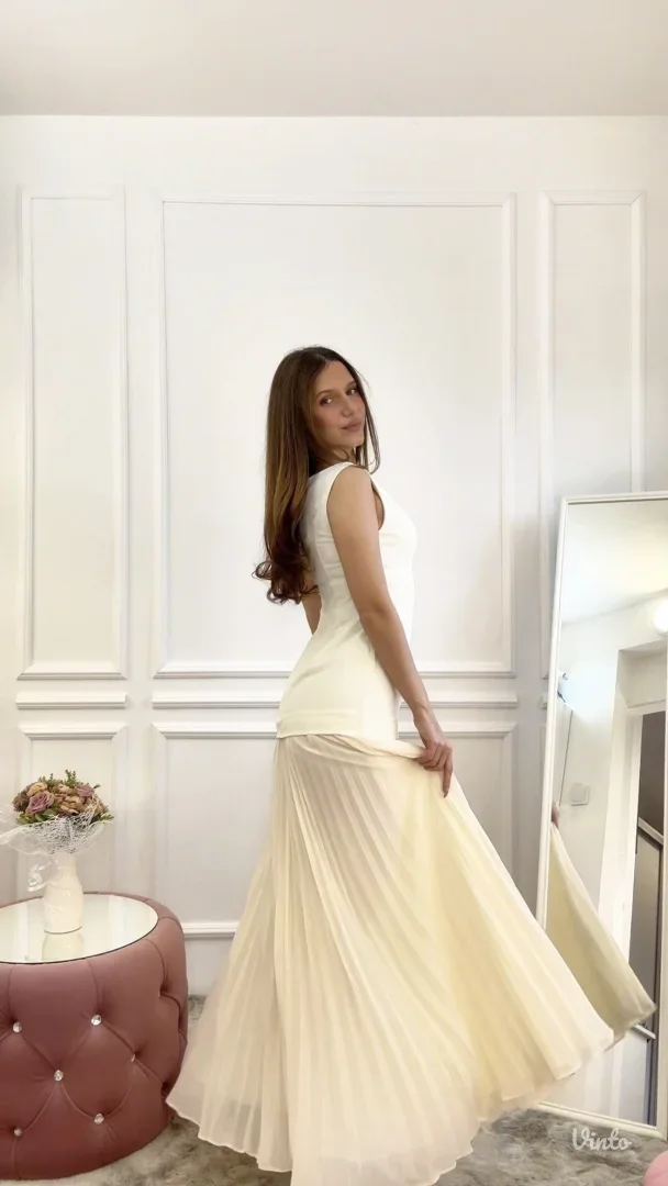 Fehaute - Krem elegantna maxi haljina