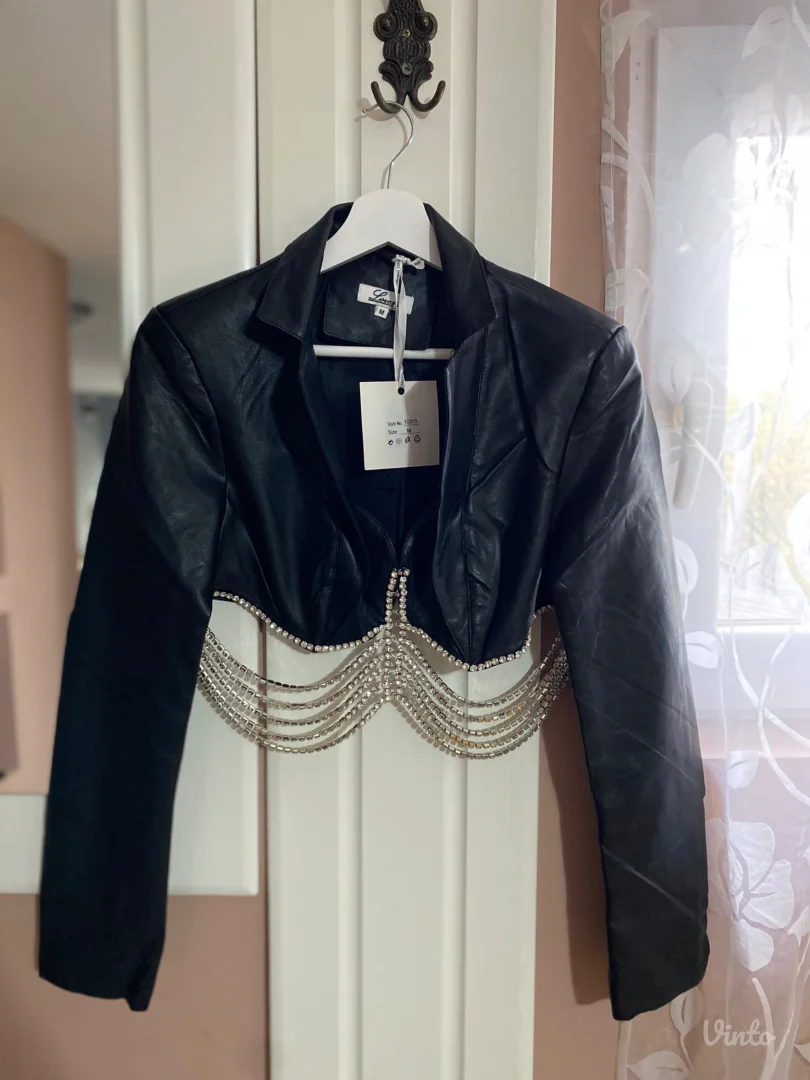 Crni crop sako/jaknica sa cirkonima (M)